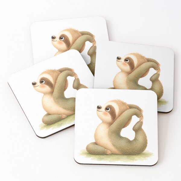 Item preview, King Pigeon Pose Sloth Yoga Watercolor Print designed and sold by YogiAnimalArt.