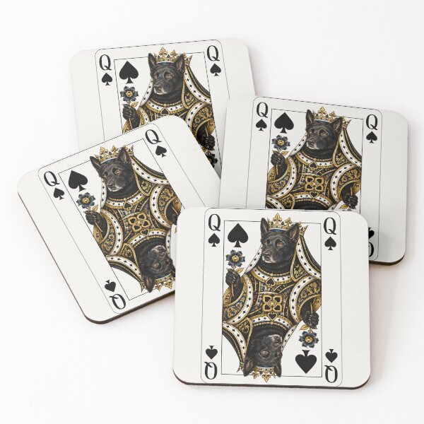 Item preview, Queen of Spades German Shepherd - Belgian Malinois | Royal Playing Card Fantasy Art designed and sold by bambooks.tabooks.