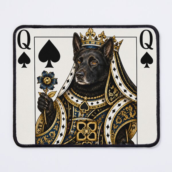 Item preview, Queen of Spades German Shepherd - Belgian Malinois | Royal Playing Card Fantasy Art designed and sold by bambooks.tabooks.