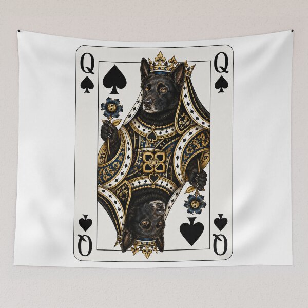 Item preview, Queen of Spades German Shepherd - Belgian Malinois | Royal Playing Card Fantasy Art designed and sold by bambooks.tabooks.