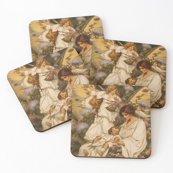 Item preview, Lullaby by Clara Elsene Peck - Art Nouveau Fantasy Mother and Child Illustration for Vintage Art Lovers  SEO Tags: designed and sold by RickE.