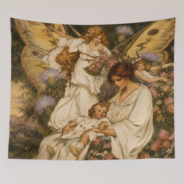 Item preview, Lullaby by Clara Elsene Peck - Art Nouveau Fantasy Mother and Child Illustration for Vintage Art Lovers  SEO Tags: designed and sold by RickE.