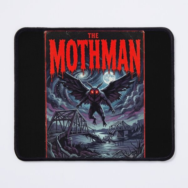 Item preview, The Mothman Vintage Horror Poster | Cryptid Gothic Moonlit Bridge Art designed and sold by NostasStuff.