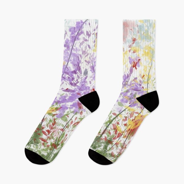 Item preview, Wildflower Meadow Lavender Yellow Impressionist Flower Garden designed and sold by BalkanBloom.