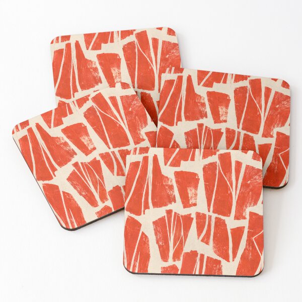 Item preview, Red Abstract Geometric Linocut Pattern | Modern Block Print Texture | Scandinavian Minimalist Design designed and sold by SWSandraWechner.