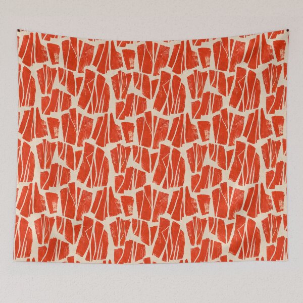 Item preview, Red Abstract Geometric Linocut Pattern | Modern Block Print Texture | Scandinavian Minimalist Design designed and sold by SWSandraWechner.