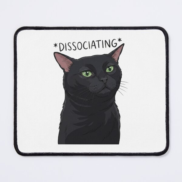 Item preview, Dissociating Black Cat Meme | Funny Blank Stare Cat Sticker designed and sold by SoftPawsAtelier.