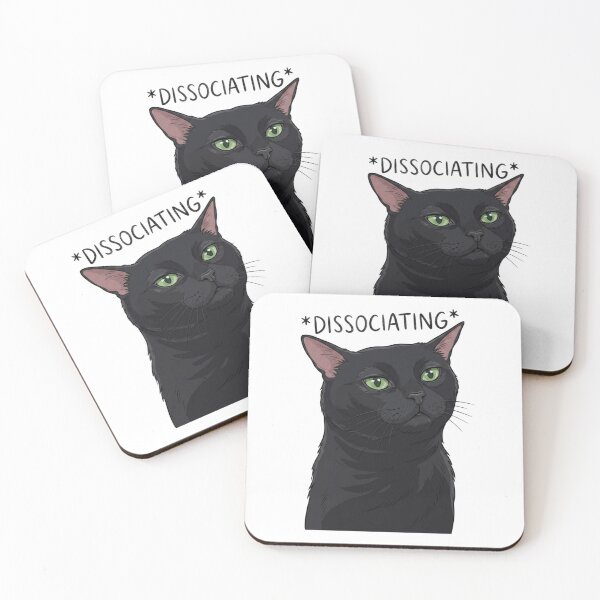 Item preview, Dissociating Black Cat Meme | Funny Blank Stare Cat Sticker designed and sold by SoftPawsAtelier.