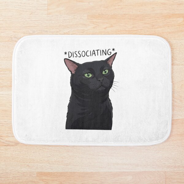 Aperçu de l'œuvre Mème du chat noir dissociatif | Autocollant drôle de chat au regard vide créée et vendue par SoftPawsAtelier.
