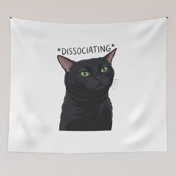 Item preview, Dissociating Black Cat Meme | Funny Blank Stare Cat Sticker designed and sold by SoftPawsAtelier.