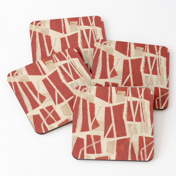 Item preview, Earthy Red Abstract Block Print Pattern | Hand Carved Geometric Texture | Modern Textile Design designed and sold by SWSandraWechner.