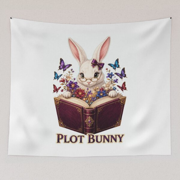 Item preview, Plot Bunny Cute Bookish Rabbit Reading Fantasy Novel designed and sold by RoPrincess.