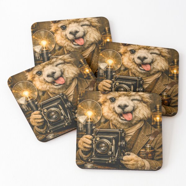 Item preview, Cute alpaca as a vintage photographer with camera designed and sold by Fotografin1981.