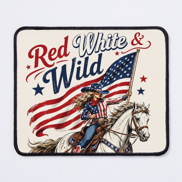 Item preview, Patriotic Red, White And Wild American Cowgirl Riding A Horse designed and sold by legendaryskins.