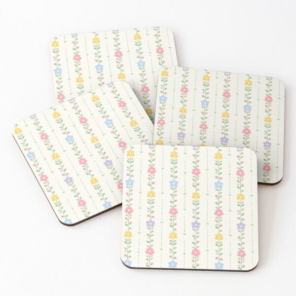 Item preview, Pastel Floral and Dotted Stripe Vertical Pattern designed and sold by KomorebiFlora.