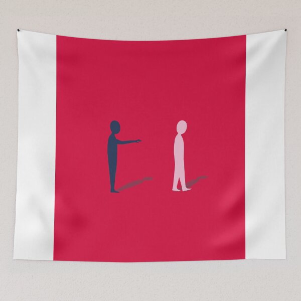 Item preview, Minimalist Red Poster - Emotional Distance Wall Art - Blue and Pink Silhouette Print - Modern Surrealist Home Decor designed and sold by Loneline.