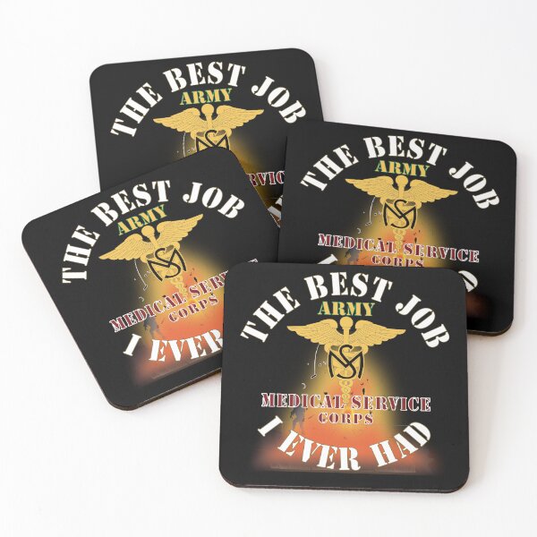Item preview, Army - The Best Job I ever had  - Medical Service Corps - Gold w Maroon Txt - w Explode X 300 designed and sold by Military Insignia Products.