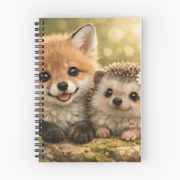 Item preview, Cute little fox and hedgehog in a flower meadow designed and sold by Fotografin1981.