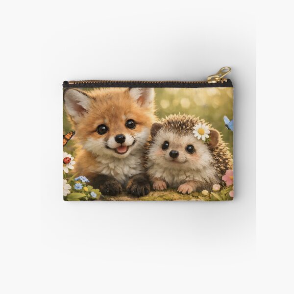 Item preview, Cute little fox and hedgehog in a flower meadow designed and sold by Fotografin1981.