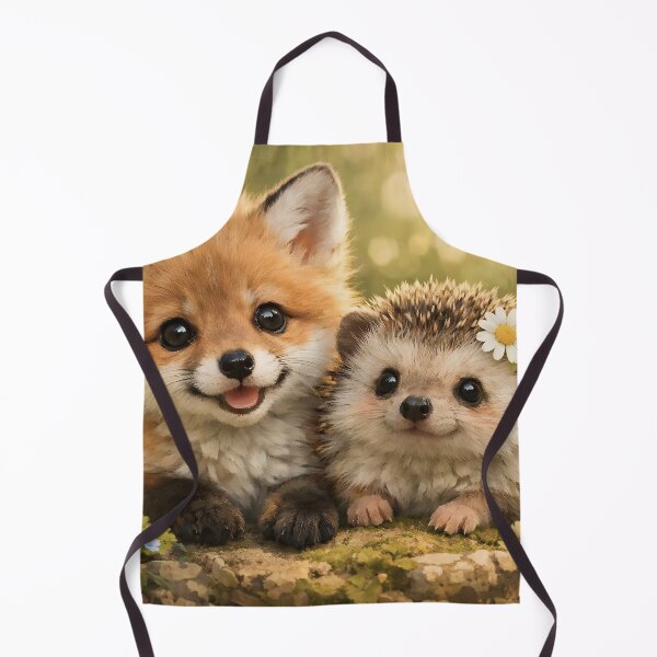 Item preview, Cute little fox and hedgehog in a flower meadow designed and sold by Fotografin1981.