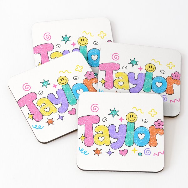 Item preview, Taylor Colorful Crayon Name | Cute Smiley Doodle Personalized Design designed and sold by looplandger.