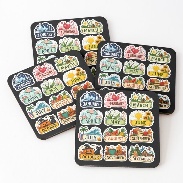 Item preview, 12 Months of the Year Seasonal Sticker Set – Colorful Monthly Planner & Calendar designed and sold by sadedream.
