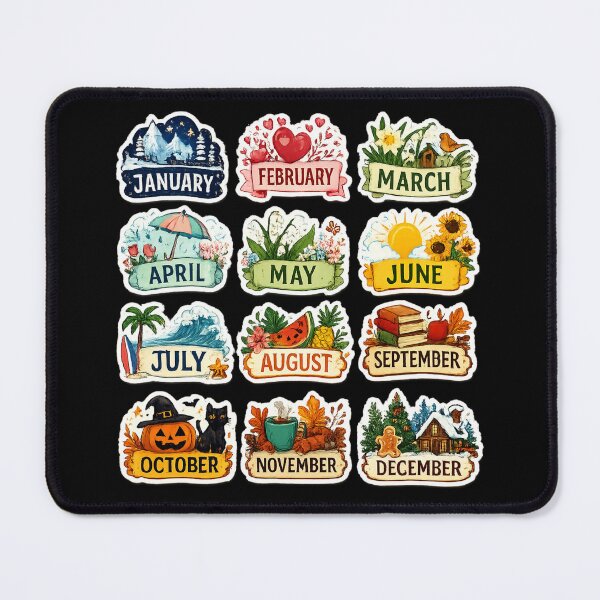 Item preview, 12 Months of the Year Seasonal Sticker Set – Colorful Monthly Planner & Calendar designed and sold by sadedream.