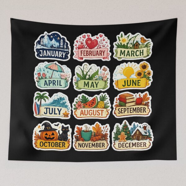 Item preview, 12 Months of the Year Seasonal Sticker Set – Colorful Monthly Planner & Calendar designed and sold by sadedream.
