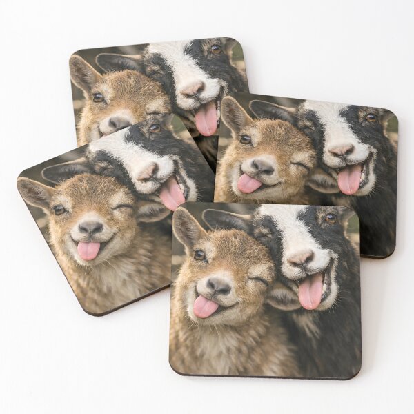 Item preview, Two funny little goats stick out their tongues. designed and sold by Fotografin1981.