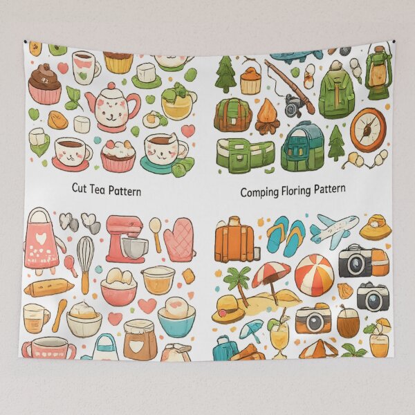 Item preview, Whimsical everyday adventures pattern  designed and sold by urbanshop7.