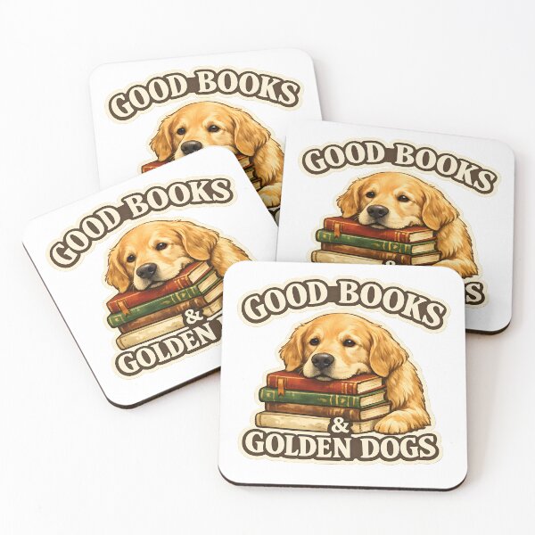 Item preview, Good Books & Golden Dogs – Golden Retriever Book Lover Design designed and sold by Sahil Randhawa.