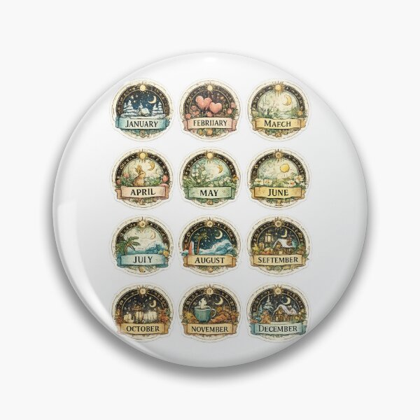 Item preview, 12 Months of the Year Seasonal Sticker Set – Vintage Celestial Zodiac Calendar Set  designed and sold by sadedream.