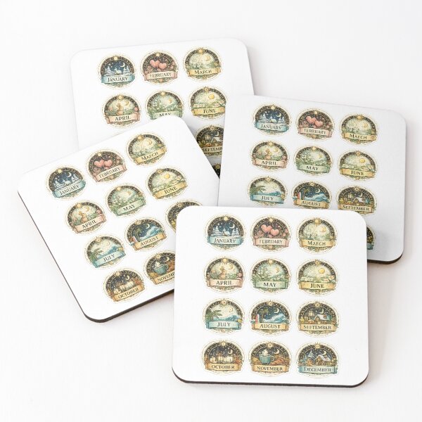Item preview, 12 Months of the Year Seasonal Sticker Set – Vintage Celestial Zodiac Calendar Set  designed and sold by sadedream.