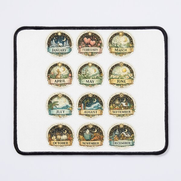 Item preview, 12 Months of the Year Seasonal Sticker Set – Vintage Celestial Zodiac Calendar Set designed and sold by sadedream.