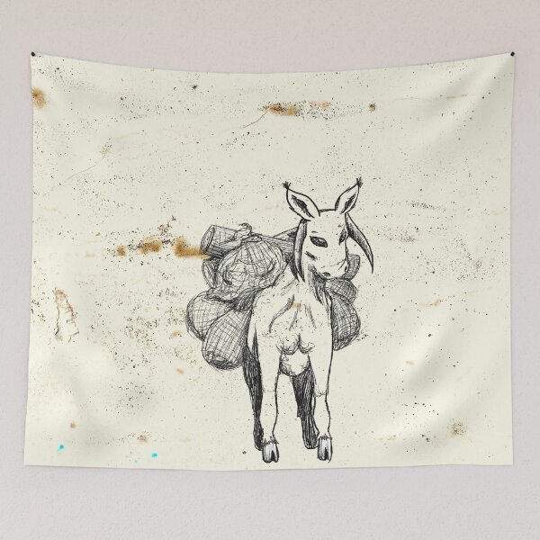 Item preview, Fantasy Creature Carrying Load Sketch Hand Drawn Coffee Grind Paper designed and sold by BOKEbyTC.