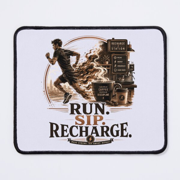 Item preview, Run Sip Recharge Coffee Lifestyle Art designed and sold by pradeepvisuals.