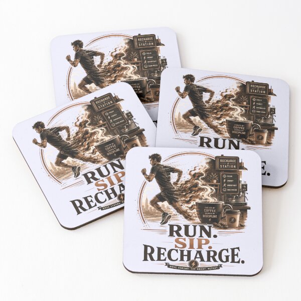 Item preview, Run Sip Recharge Coffee Lifestyle Art designed and sold by pradeepvisuals.