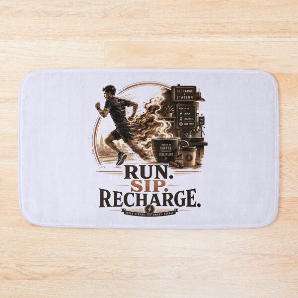 Item preview, Run Sip Recharge Coffee Lifestyle Art designed and sold by pradeepvisuals.
