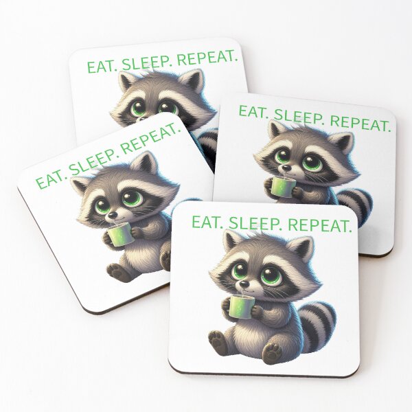 Item preview, Cute Raccoon Programmer Eating Sleeping designed and sold by EmilMarkt.