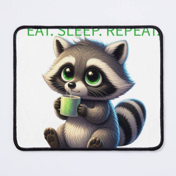 Item preview, Cute Raccoon Programmer Eating Sleeping designed and sold by EmilMarkt.