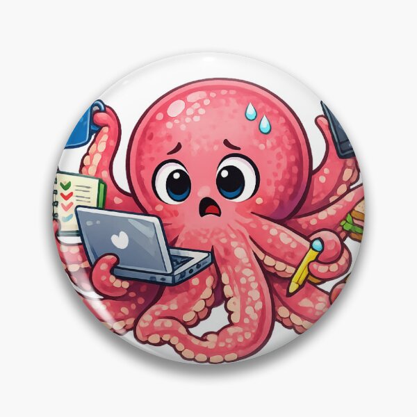 Item preview, Multitasking Badly Cute Octopus Funny Sticker designed and sold by Doodlynx.