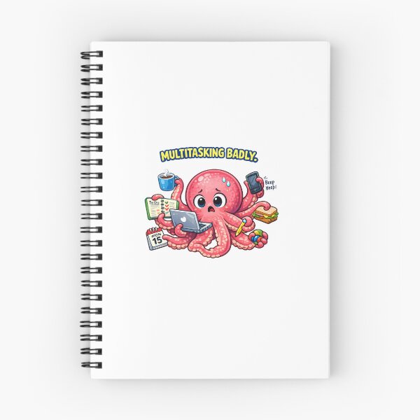 Item preview, Multitasking Badly Cute Octopus Funny Sticker designed and sold by Doodlynx.