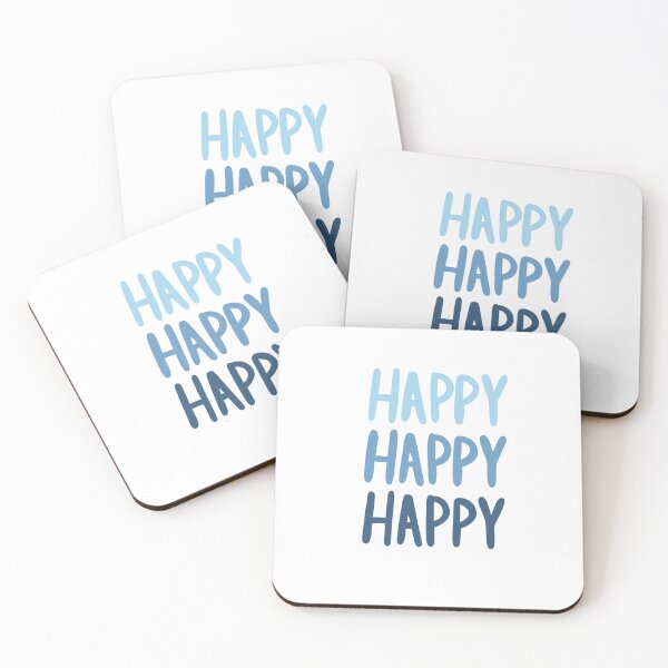 Item preview, Cute blue "happy" print designed and sold by CaroPrintsCo..
