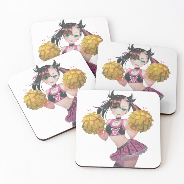 Item preview, Energetic anime cheerleader smiling brightly while holding colorful pom-poms designed and sold by Nico-Will.