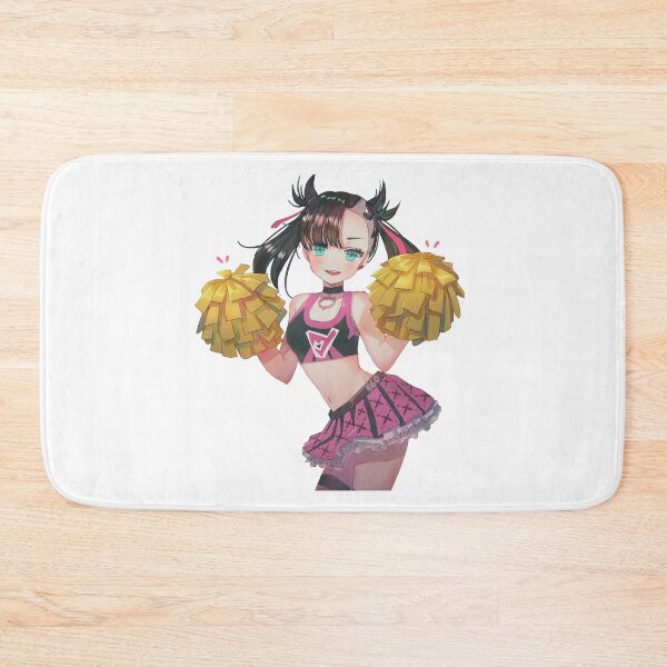 Item preview, Energetic anime cheerleader smiling brightly while holding colorful pom-poms designed and sold by Nico-Will.