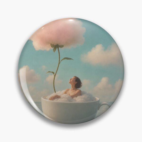 Item preview, Girl Relaxing in Teacup Ocean Cloud, Surreal Coffee Cloud Bath Dream designed and sold by Inka Moon Design.