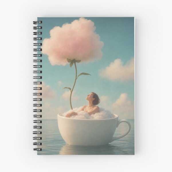 Item preview, Girl Relaxing in Teacup Ocean Cloud, Surreal Coffee Cloud Bath Dream designed and sold by Inka Moon Design.