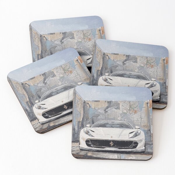 Item preview, White Italian Supercar Mixed Media Oil Painting Wall Art designed and sold by Iceberg Comic Book Lounge.