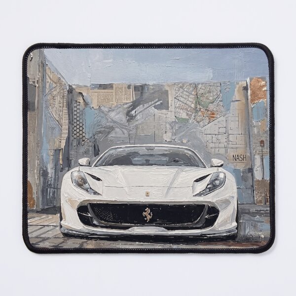 Item preview, White Italian Supercar Mixed Media Oil Painting Wall Art designed and sold by Iceberg Comic Book Lounge.