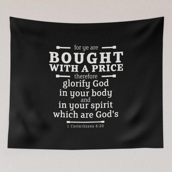 Item preview, Bought With A Price; Bible Verse Text Art; King James Bible Christian Design designed and sold by Angela Dow.